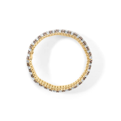 10K Yellow Gold 10-1/3 Cttw Alternating Coco Color and White Diamond 5 Row Tennis Bracelet (Brown/H-I Color, SI1-SI2 Clarity) - Size 7.25