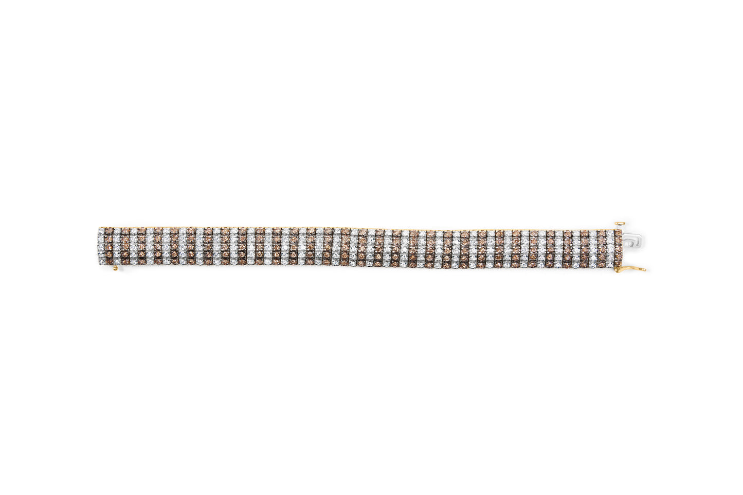 10K Yellow Gold 10-1/3 Cttw Alternating Coco Color and White Diamond 5 Row Tennis Bracelet (Brown/H-I Color, SI1-SI2 Clarity) - Size 7.25