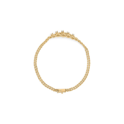 10K Yellow Gold 1/4 Cttw Round-Cut Diamond Basket Weave Rope Chain Style 7" Bracelet (H-I Color, I1-I2 Clarity)
