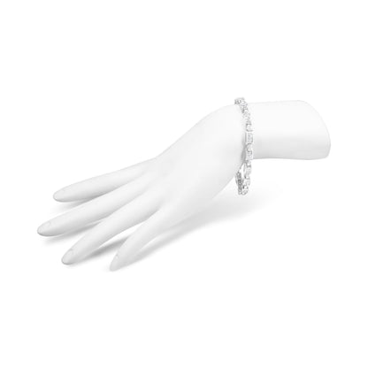 14K White Gold 2.0 Cttw Princess Cut Invisible Set Diamond Rectangular Link Bracelet (I-J Color, I1-I2 Clarity) - 7.25"