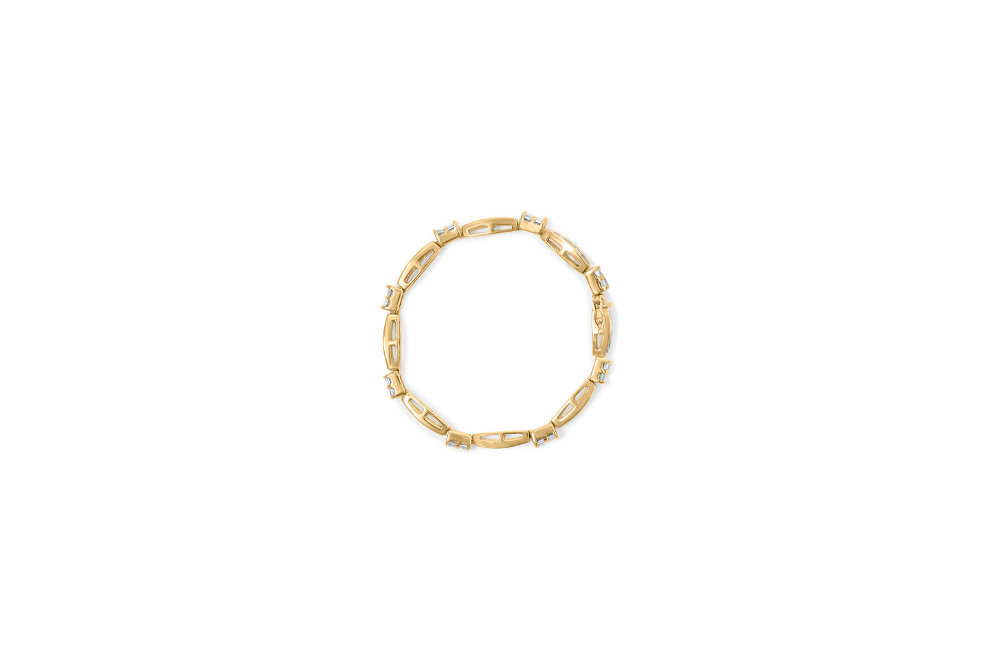 14K Yellow Gold Princess and Baguette Cut Diamond Beaded Bracelet (3.00 cttw, H-I Color, SI1-SI2 Clarity)