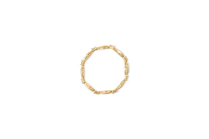 14K Yellow Gold Princess and Baguette Cut Diamond Beaded Bracelet (3.00 cttw, H-I Color, SI1-SI2 Clarity)
