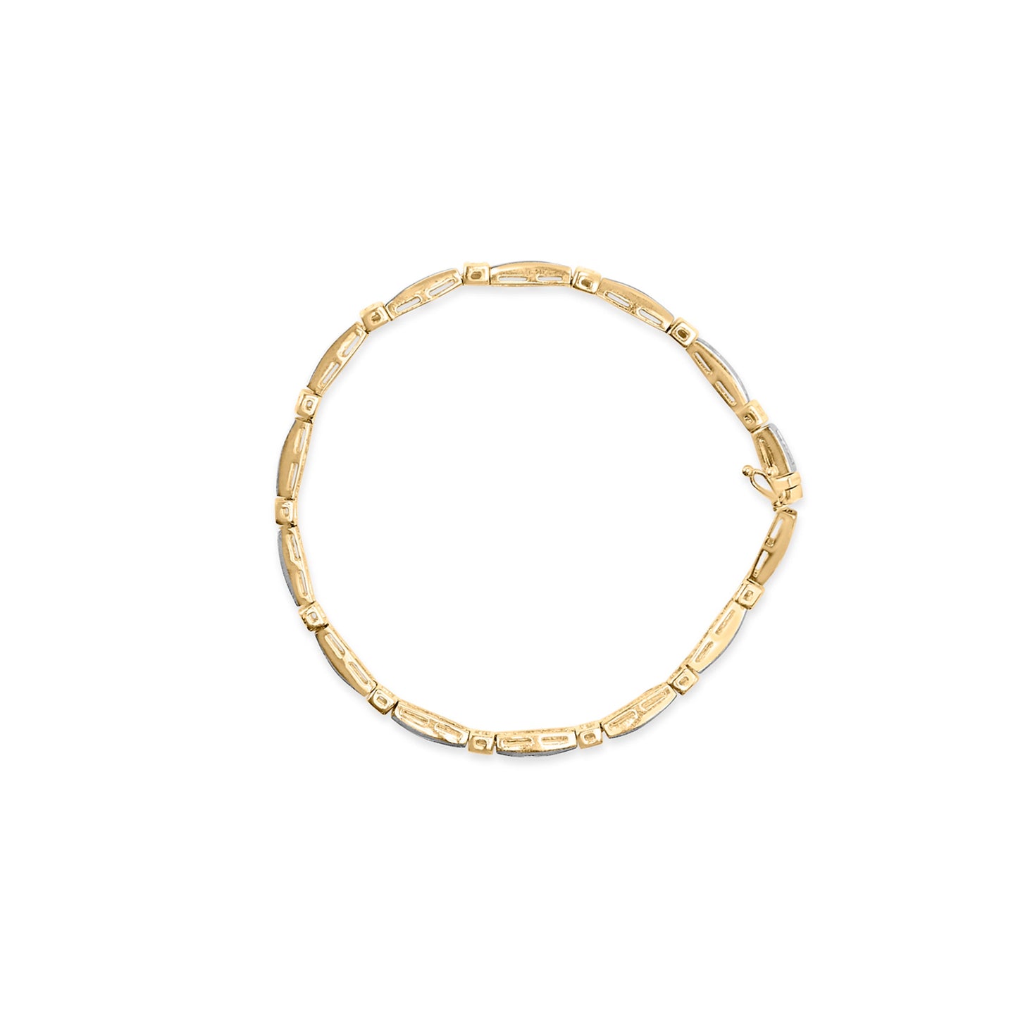 14K Yellow Gold 1.00 Cttw Baguette Diamond Channel Link Bracelet