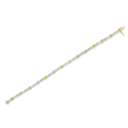 14K Yellow Gold 1.00 Cttw Baguette Diamond Channel Link Bracelet