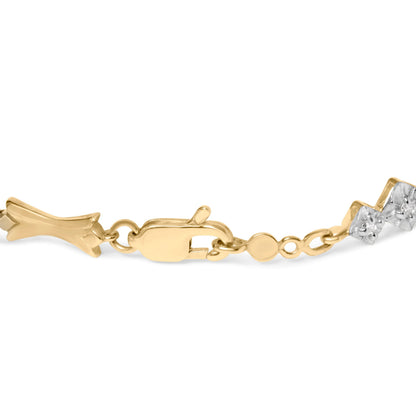 10k Gold 1/3 Cttw Diamond Miracle Set Alternating Bar and Link Bracelet (I-J Color, I1-I2 Clarity) - 7.75" Inches