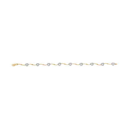 10k Two-Tone Gold 1/3 Cttw Diamond Pave Set Heart S-Link 7.25" Bracelet (I-J Color, I2-I3 Clarity)