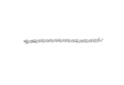 14K White Gold 4.0 Cttw Invisble Set Princess-Cut Diamond Wave Style Link Bracelet (H-I Color, SI2-I1 Clarity) - 7"