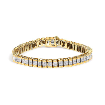 14K Yellow Gold 3.0 Cttw Princess Cut Quad Invisible Set Tennis Bracelet (H-I Color, SI1-SI2 Clarity) - 7â€
