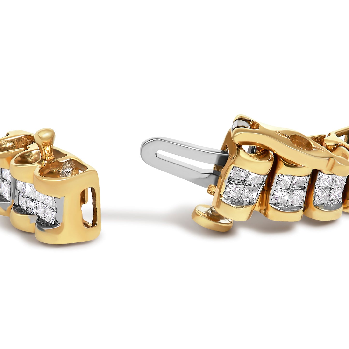 14K Yellow Gold 3.0 Cttw Princess Cut Quad Invisible Set Tennis Bracelet (H-I Color, SI1-SI2 Clarity) - 7â€
