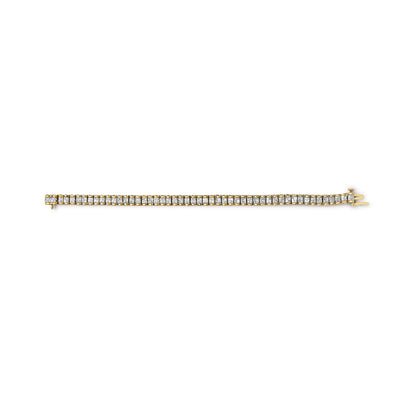 14K Yellow Gold 3.0 Cttw Princess Cut Quad Invisible Set Tennis Bracelet (H-I Color, SI1-SI2 Clarity) - 7â€