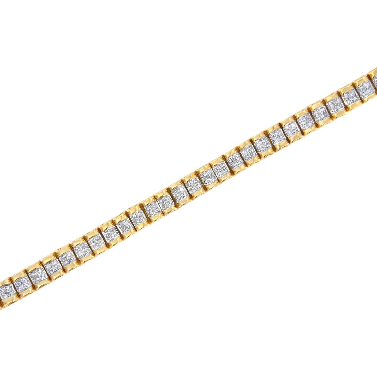 14K Yellow Gold 3.0 Cttw Princess Cut Quad Invisible Set Tennis Bracelet (H-I Color, SI1-SI2 Clarity) - 7â€