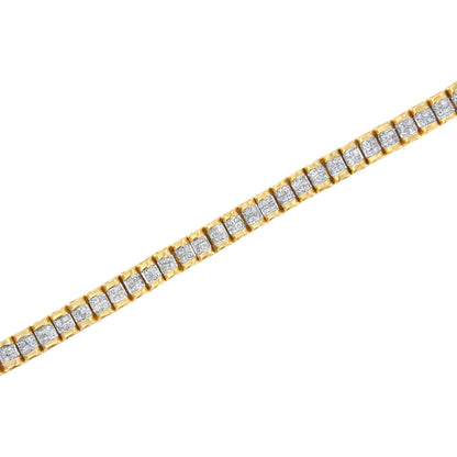 14K Yellow Gold 3.0 Cttw Princess Cut Quad Invisible Set Tennis Bracelet (H-I Color, SI1-SI2 Clarity) - 7â€