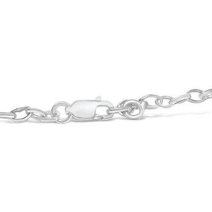 10k White Gold 1/6 Cttw Diamond "Love" Charm Cable Chain Bracelet (H-I Color, I1-I2 Clarity) - 7"