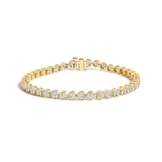 Bracelet tennis en or jaune 10K serti de diamants ronds de 8,0 carats