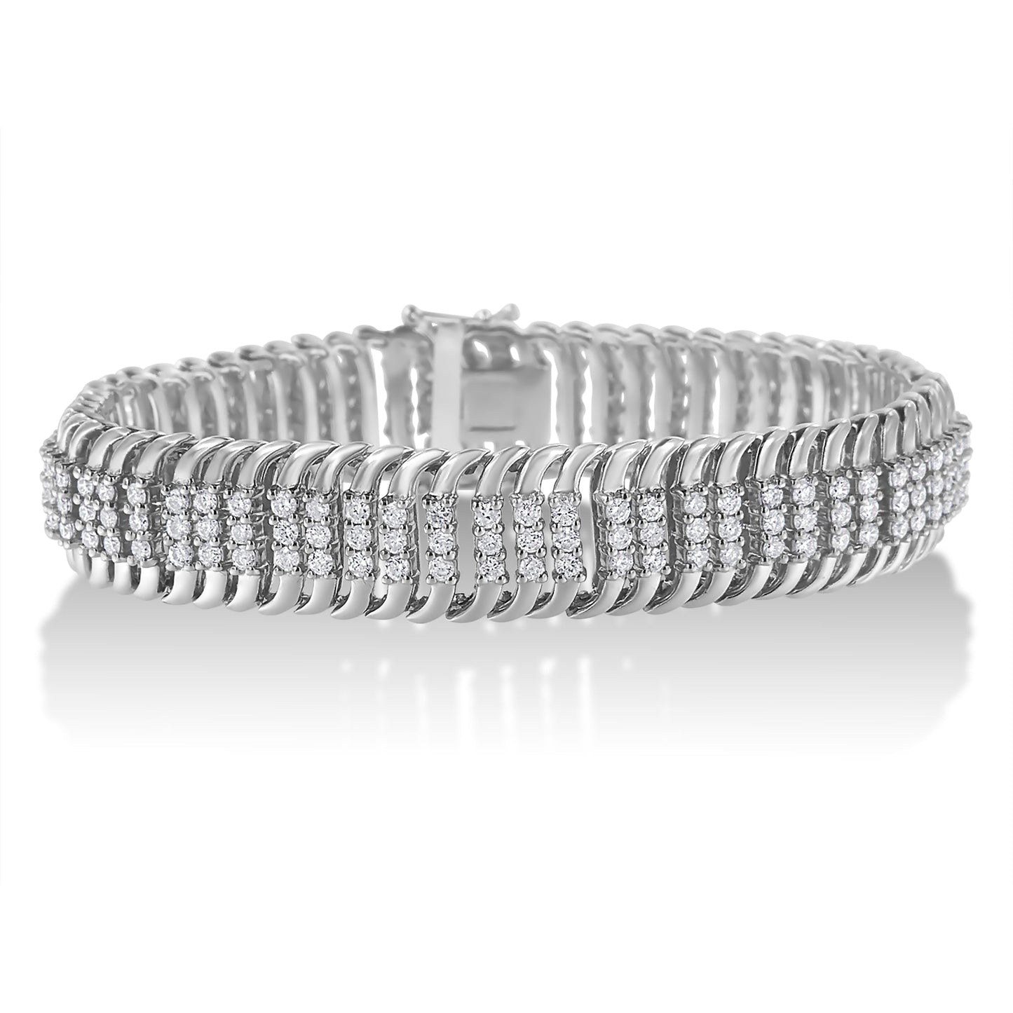 14K White Gold 5.0 Cttw Round Brilliant Cut Diamond 7" S Wave Serpentine Tennis Bracelet (H-I Color, I1-I2 Clarity)