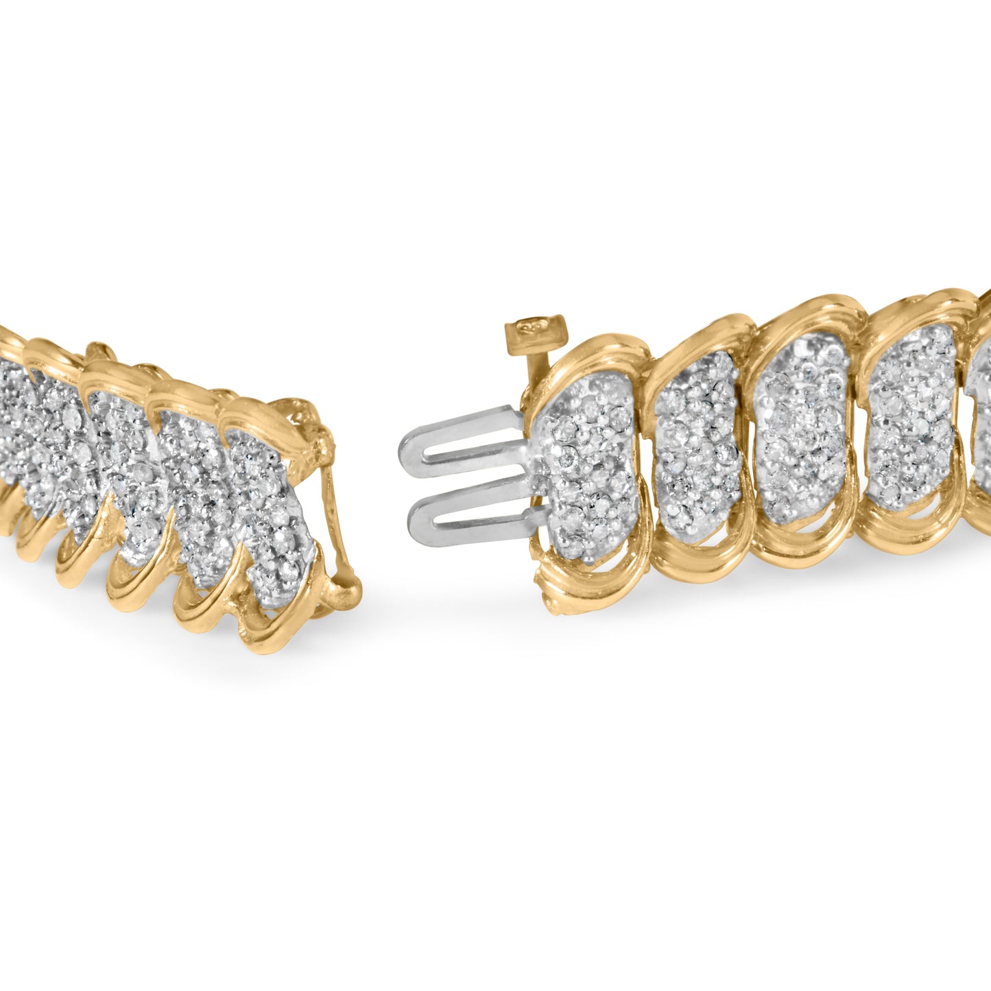 10K Yellow Gold 4.00 Cttw Pave Diamond Classic Link 7" Bracelet (I-J Color, I2-I3 Clarity)