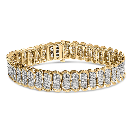 Bracelet jonc S en or jaune 10K et diamants 4,0 carats total