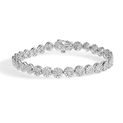 14K White Gold 2.00 Cttw Diamond Halo Link Tennis Bracelet (H-I Color, I1-I2 Clarity) - 7" Inches