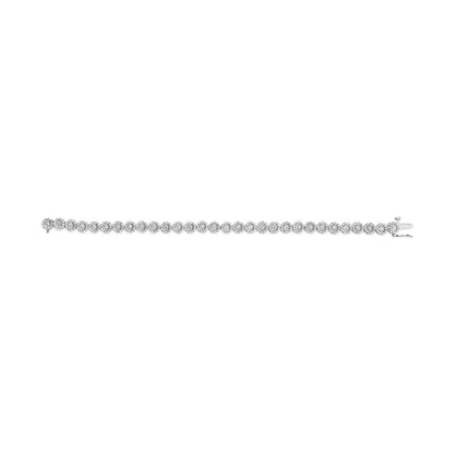 14K White Gold 2.00 Cttw Diamond Halo Link Tennis Bracelet (H-I Color, I1-I2 Clarity) - 7" Inches