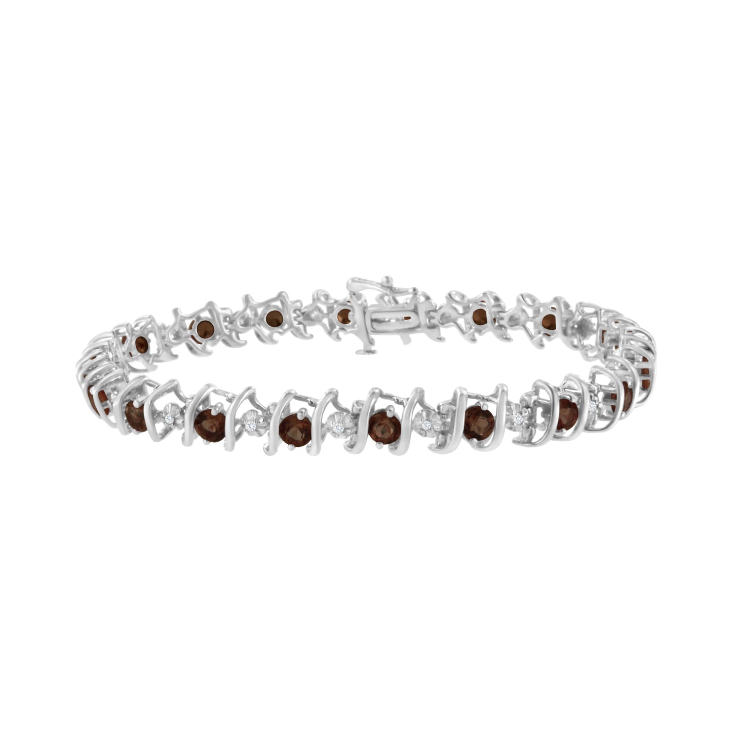 .925 Sterling Silver, Lab-Grown Gemstone and 4 Cttw Round Diamond Tennis Bracelet (H-I Color, I1-I2 Clarity) - Created Blue Sapphire, September Birthstone