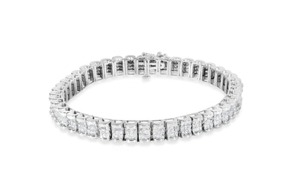14K White Gold 5.00 Cttw Invisible Set Princess-Cut Diamond Belt and Buckle Tennis 7" Bracelet (H-I Color, SI1-SI2 Clarity)