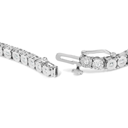 10K White Gold 1/2 Cttw Real Diamond Illusion-Set Miracle Plate Tennis Bracelet (I-J Color, SI2-I1 Clarity) - Size 7.5"