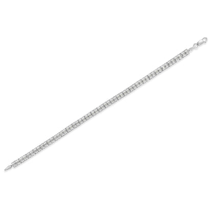 .925 Sterling Silver 1.0 Cttw Rose Cut Diamond Double-Link 7" Tennis Bracelet (I-J Color, I3 Clarity)