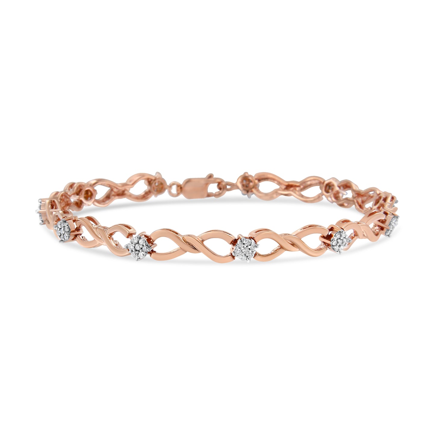 10K Rose Gold Plated .925 Sterling Silver 1/2 Cttw Diamond Infinity Link Tennis Bracelet (H-I Color, I2-I3 Clarity) -7â€
