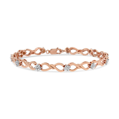 10K Rose Gold Plated .925 Sterling Silver 1/2 Cttw Diamond Infinity Link Tennis Bracelet (H-I Color, I2-I3 Clarity) -7â€