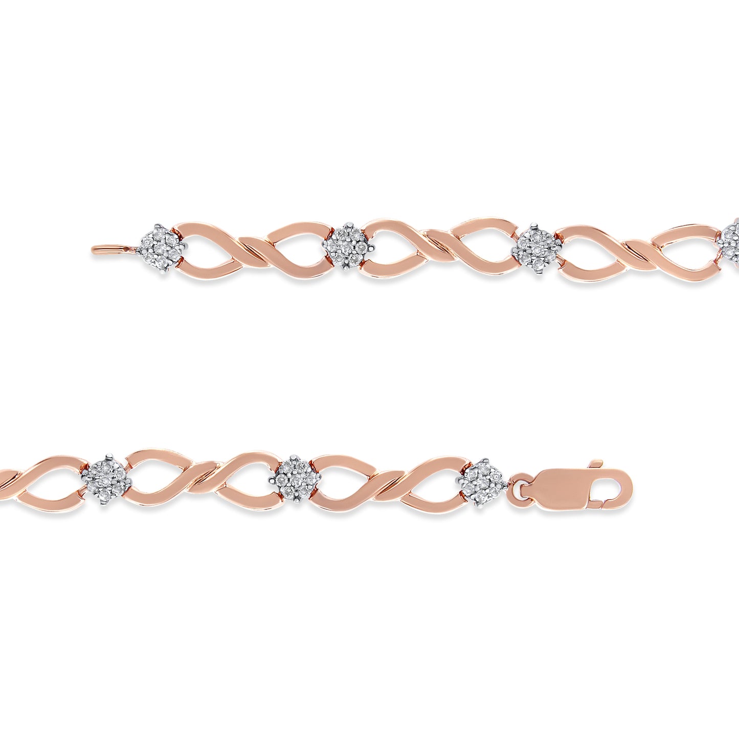 10K Rose Gold Plated .925 Sterling Silver 1/2 Cttw Diamond Infinity Link Tennis Bracelet (H-I Color, I2-I3 Clarity) -7â€