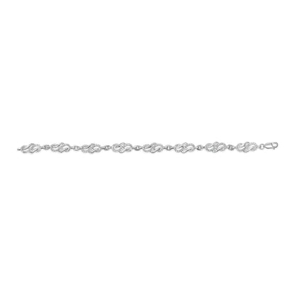 .925 Sterling Silver 1.0 Cttw Diamond Infinity Loop and Swirl Link Bracelet (I-J Color, I2-I3 Clarity) - 7.25" Inches