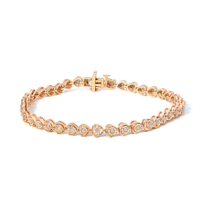 .925 Sterling Silver 1.0 Cttw Miracle Set Diamond Heart-Link 7" Tennis Bracelet (I-J Color, I2-I3 Clarity)