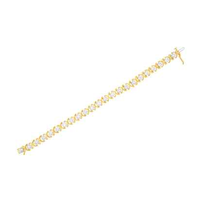 10K Yellow Gold Plated Sterling Silver 2 cttw Diamond "XOXO" Bracelet (J-K Clarity, I1-I2 Color) - Size 7.25"