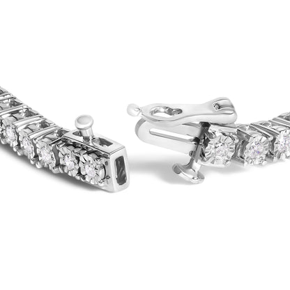 .925 Sterling Silver 3.0 Cttw Lab Grown Diamond Illusion-Set Miracle Plate Tennis Bracelet (G-H Color, VS1-VS2 Clarity) - Size 7.25"