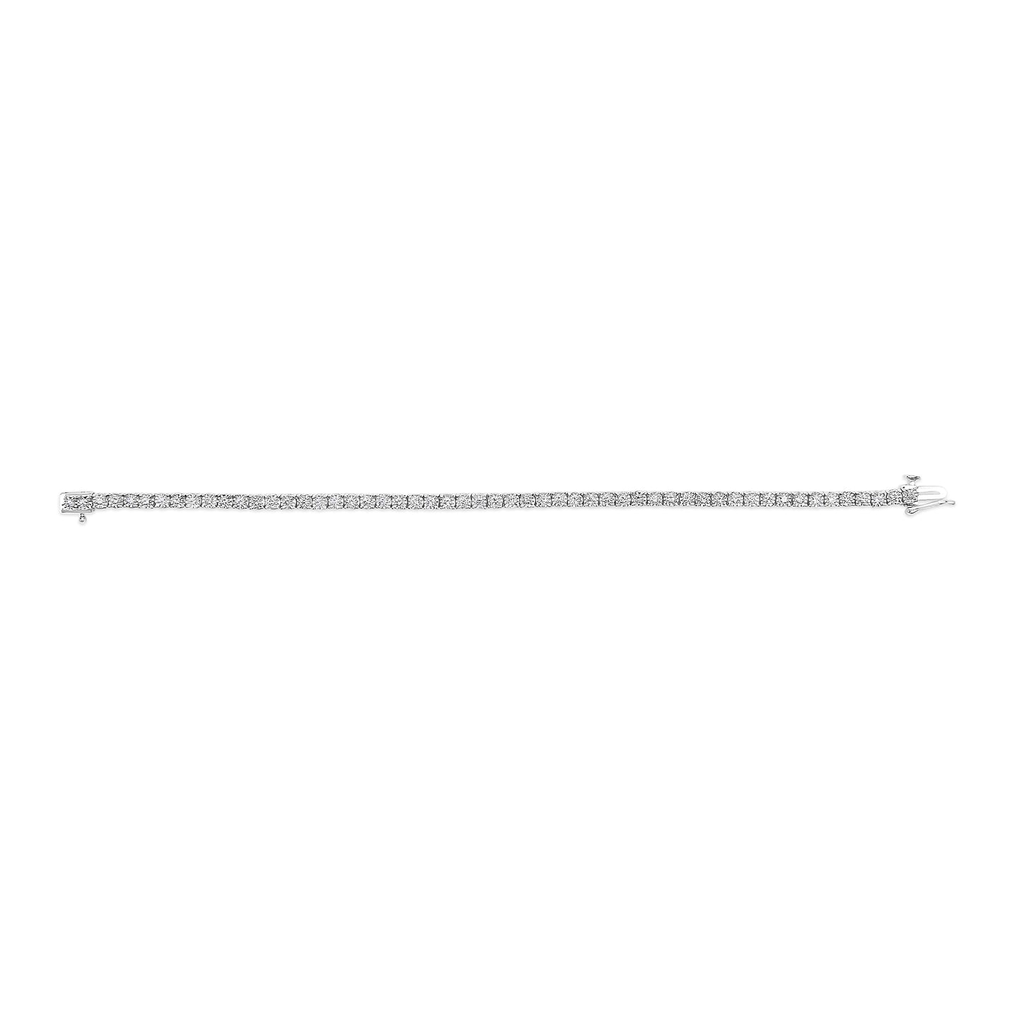 .925 Sterling Silver 3.0 Cttw Lab Grown Diamond Illusion-Set Miracle Plate Tennis Bracelet (G-H Color, VS1-VS2 Clarity) - Size 7.25"