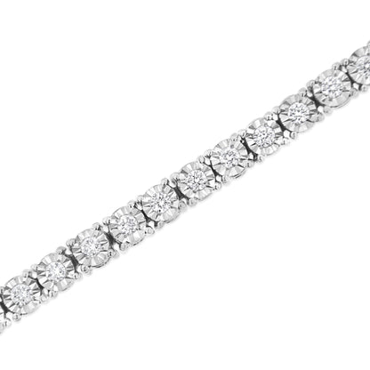.925 Sterling Silver 3.0 Cttw Lab Grown Diamond Illusion-Set Miracle Plate Tennis Bracelet (G-H Color, VS1-VS2 Clarity) - Size 7.25"