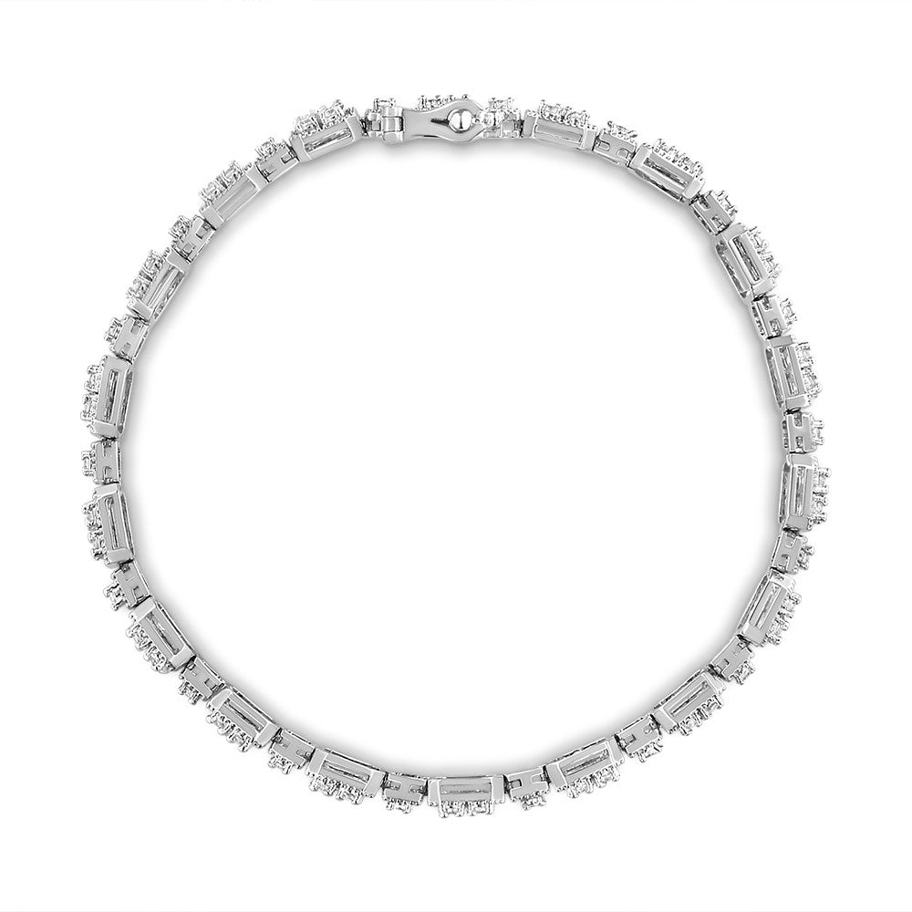 10K White Gold 2.0 Cttw Diamond Square Link Bracelet (J-K Color, I2-I3 Clarity) - Size 7.25"