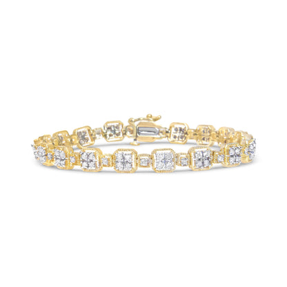 10K White Gold 2.0 Cttw Diamond Square Link Bracelet (J-K Color, I2-I3 Clarity) - Size 7.25"