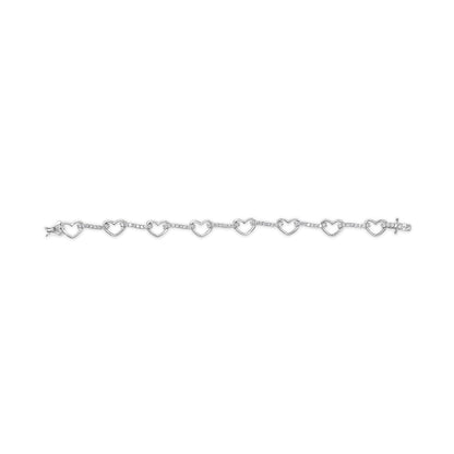 10K White Gold 2.0 Cttw Diamond Heart Link Bracelet