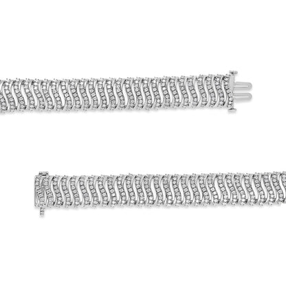 .925 Sterling Silver 5.00 Cttw Round-Cut Diamond "S" Link Bracelet (I-J Color, I3 Clarity) - Size 7.25