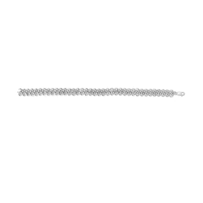 .925 Sterling Silver 1/2 Cttw Diamond Double Row S-Link Bracelet (I-J Color, I2-I3 Clarity) - 7.5" Inches