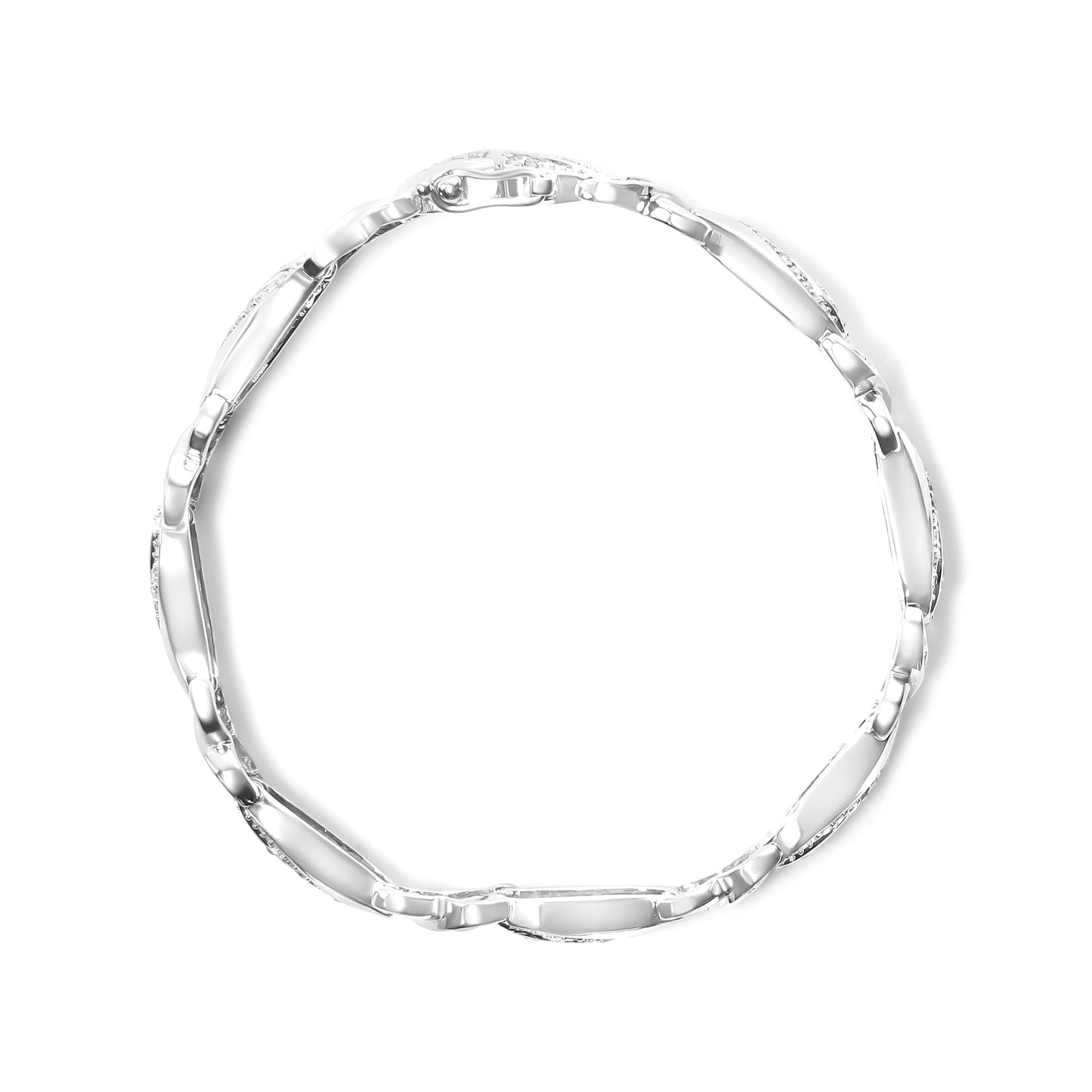 .925 Sterling Silver 1 3/4 Cttw Diamond Wave and X Link Tennis Bracelet (I-J Color, I3 Clarity) - 7"