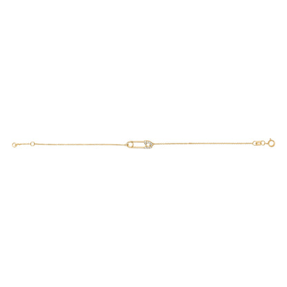 10K Yellow Gold 1/10 Cttw Diamond Paperclip Charm Adjustable Link Bracelet  (I-J Color, I1-I2 Clarity) - 7.25 Inch
