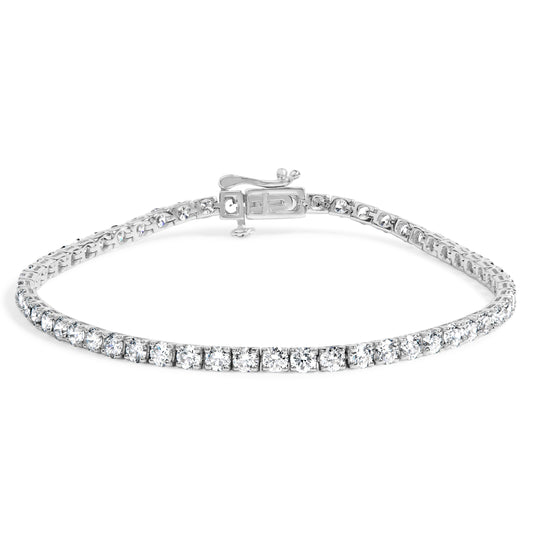 Bracelet tennis en or blanc 14 carats avec diamants de synthèse de 5,0 carats (couleur F-G, clarté VS1-VS2) - 7,25 pouces