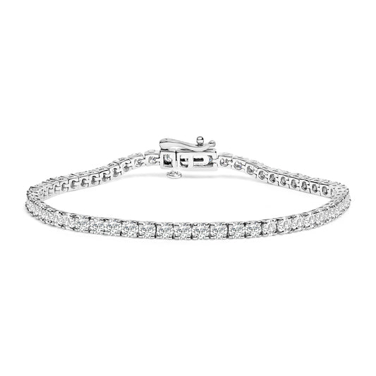 Bracelet tennis classique en or blanc 14 carats avec diamants de laboratoire 6,00 carats - 7,25"