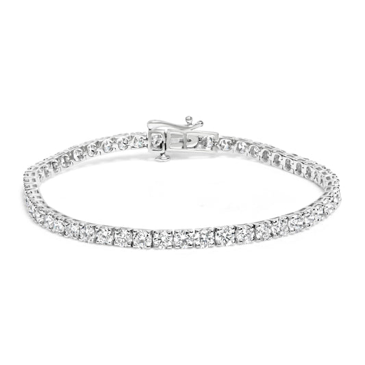 Bracelet de tennis en or blanc 14 carats avec diamants de laboratoire de 7,0 carats sertis 4 griffes, 7 pouces