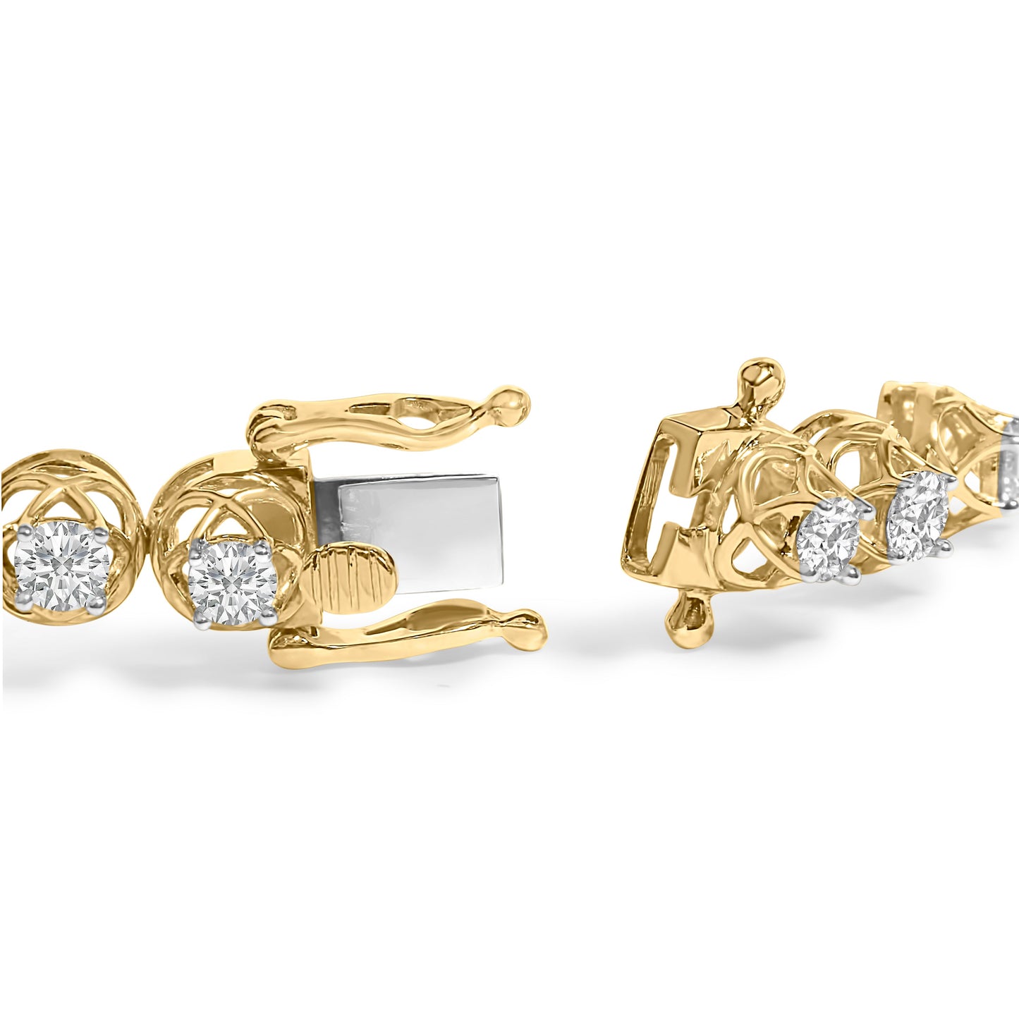 14K Yellow Gold Plated .925 Sterling Silver 3 9/10 Cttw Diamond Buttercup Style Tennis Bracelet