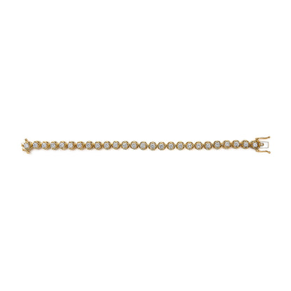 14K Yellow Gold Plated .925 Sterling Silver 3 9/10 Cttw Diamond Buttercup Style Tennis Bracelet