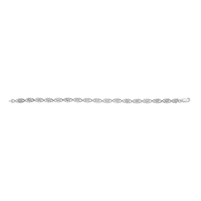 .925 Sterling Silver Diamond Accent Heart Link Bracelet (I-J Color, I3 Clarity) - 7.25"