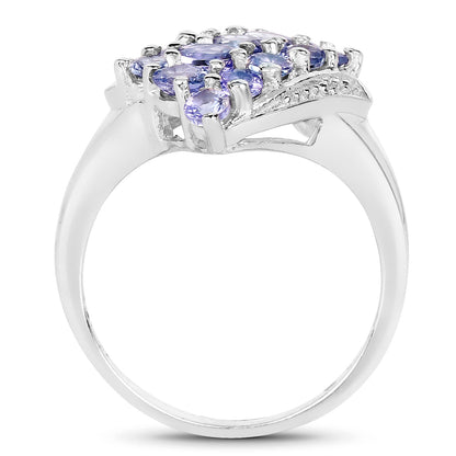1.85 Carat Genuine Tanzanite .925 Sterling Silver Ring
